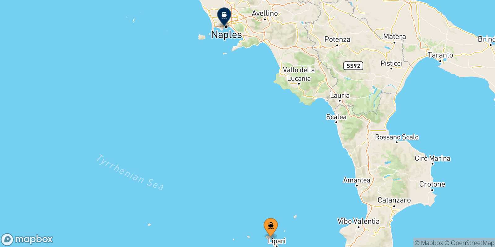 Santa Marina (Salina) Naples Mergellina route map