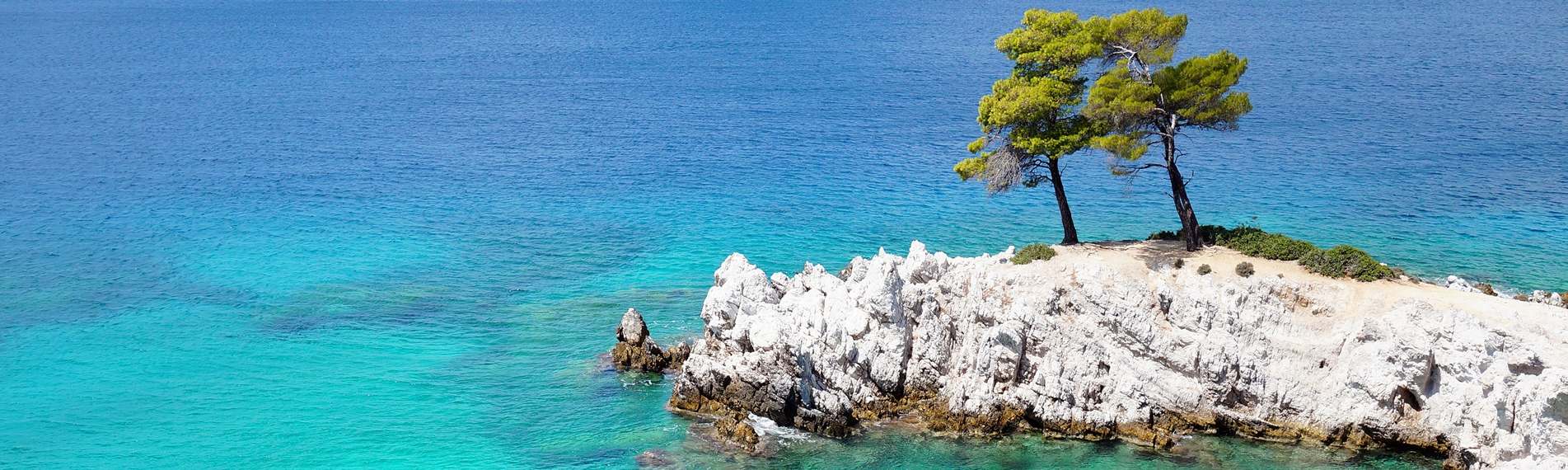 View of the crystal clear sea from above on Skopelos.