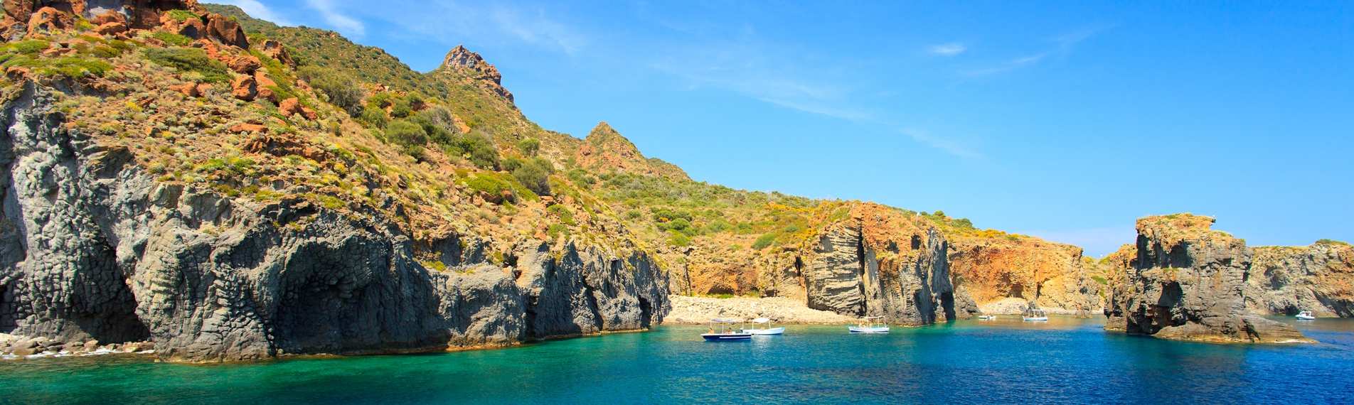 A rocky beach of the island of Panarea.