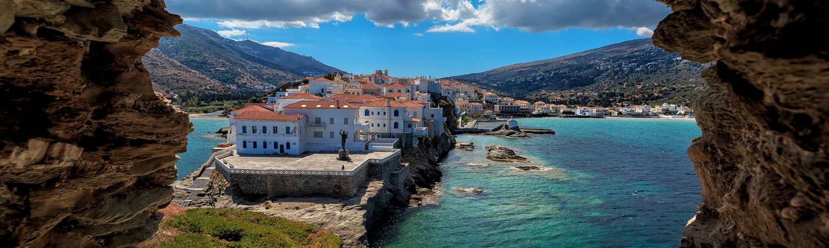 View of Andros in the Cyclades, Greece