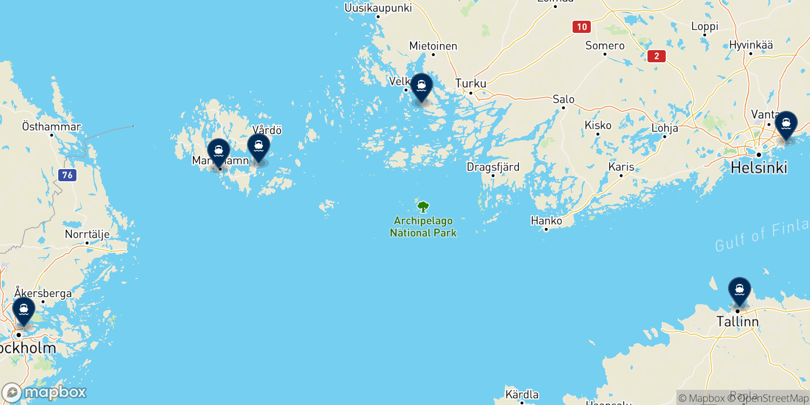 Tallink Silja Line destinations map