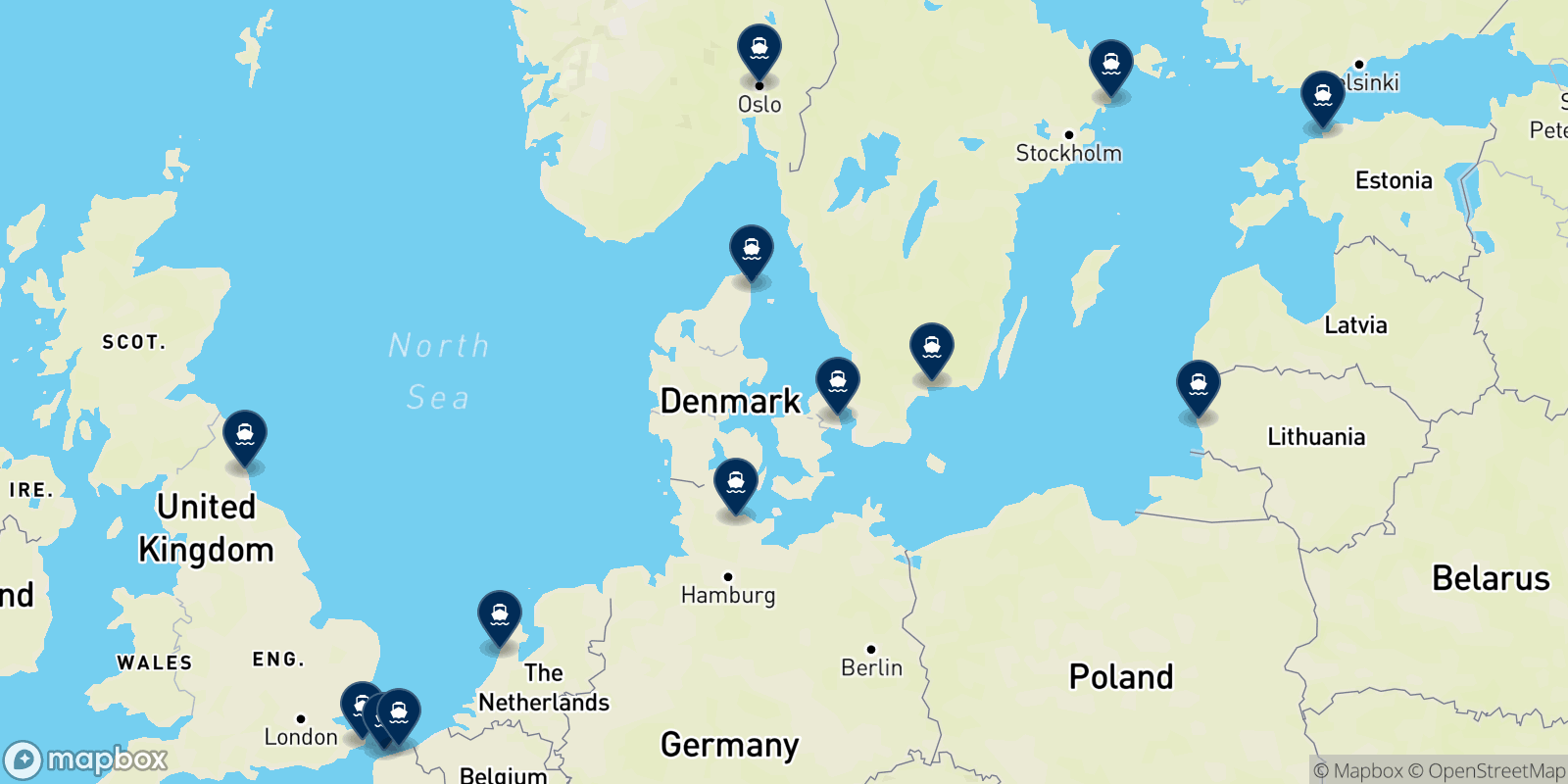 Dfds destinations map