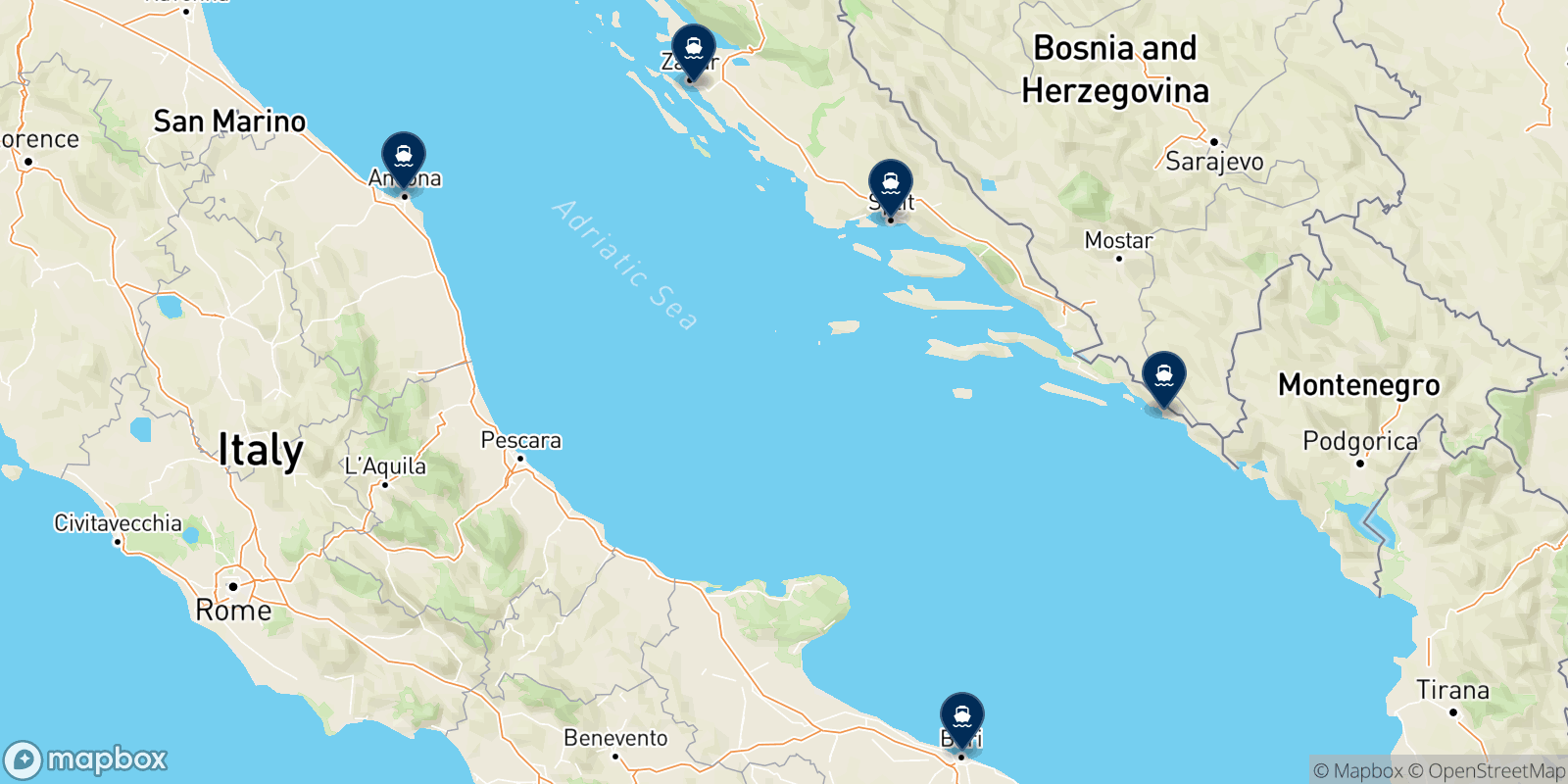 Jadrolinija destinations map