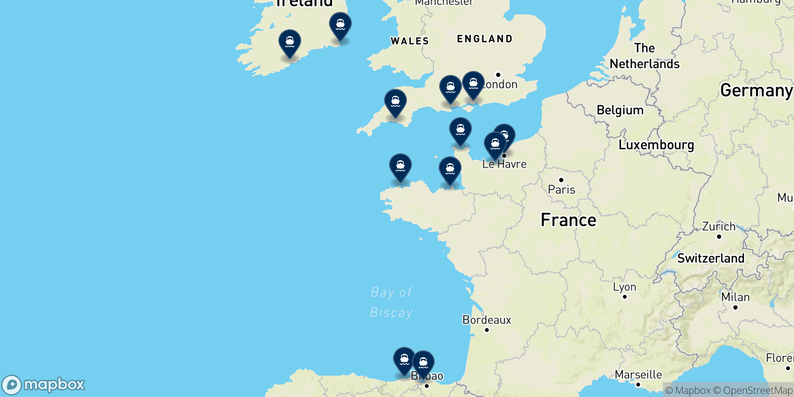 Brittany Ferries destinations map