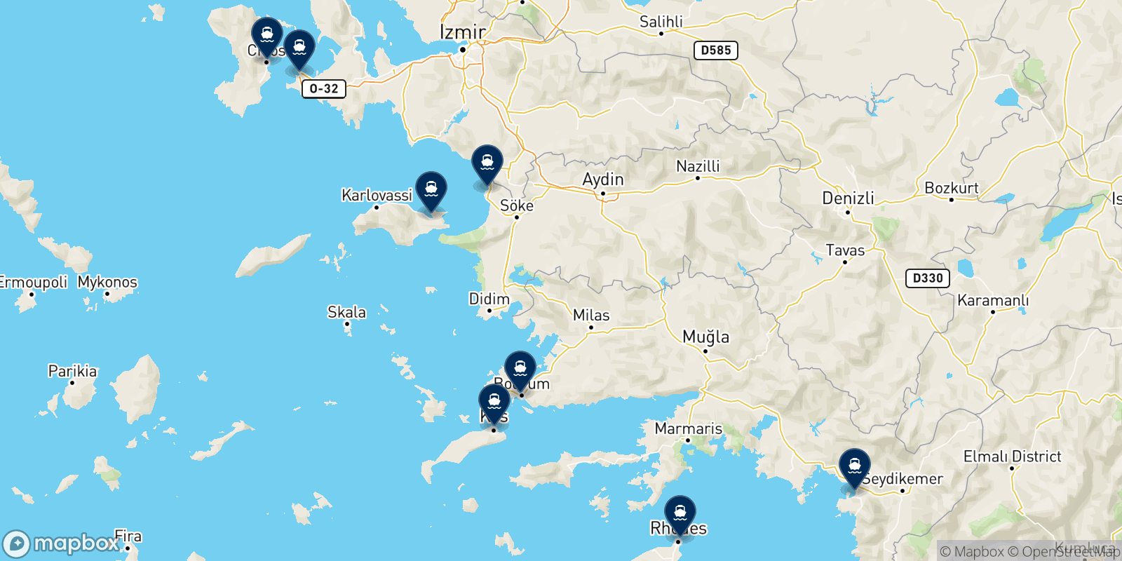 Makri A.e. destinations map
