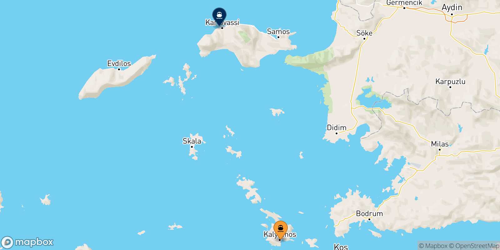 Kalymnos Pythagorio (Samos) route map