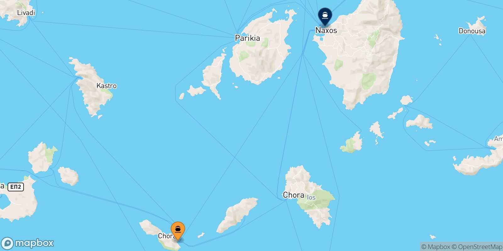 Folegandros Naxos route map