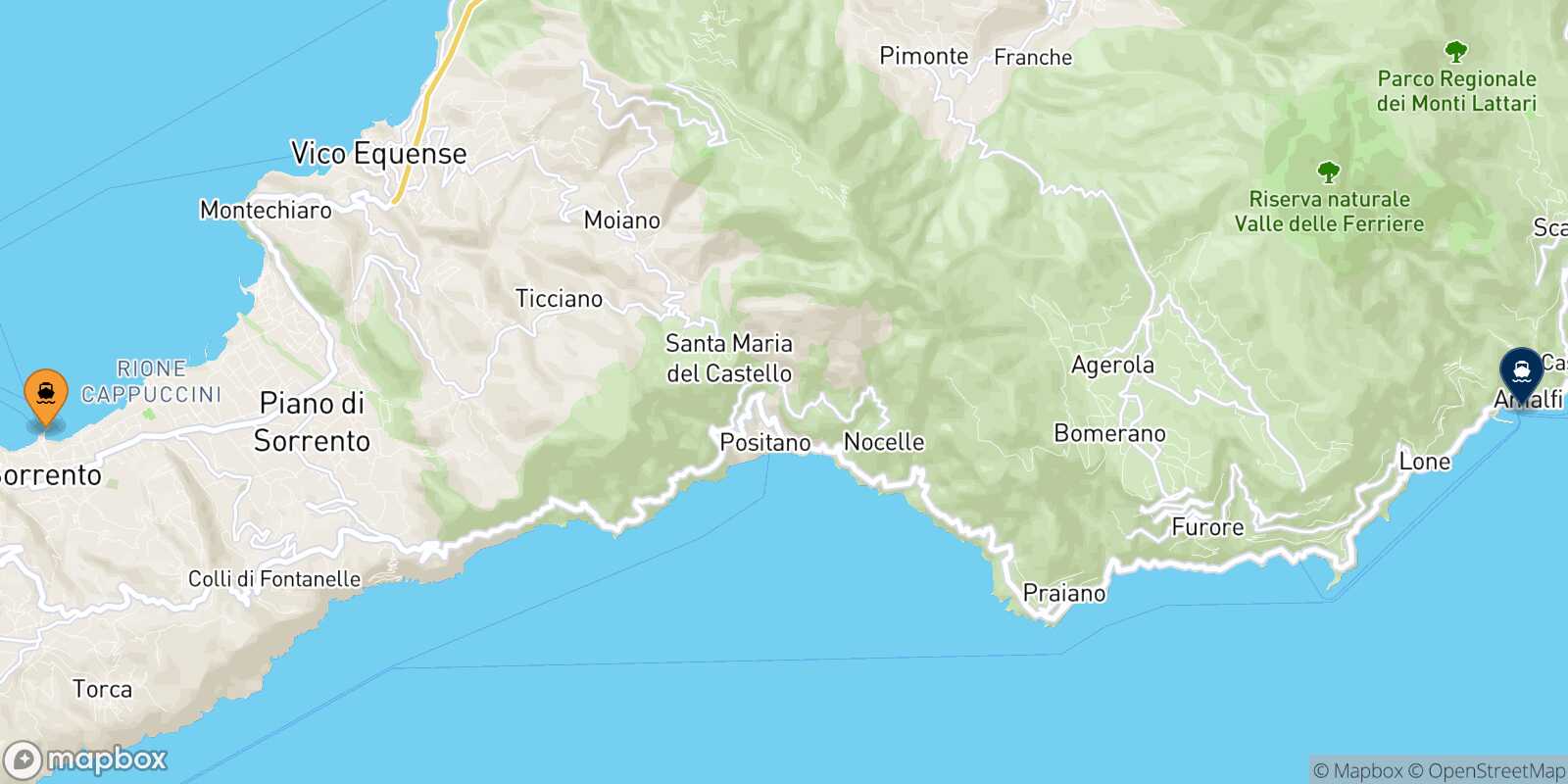 Sorrento Amalfi route map