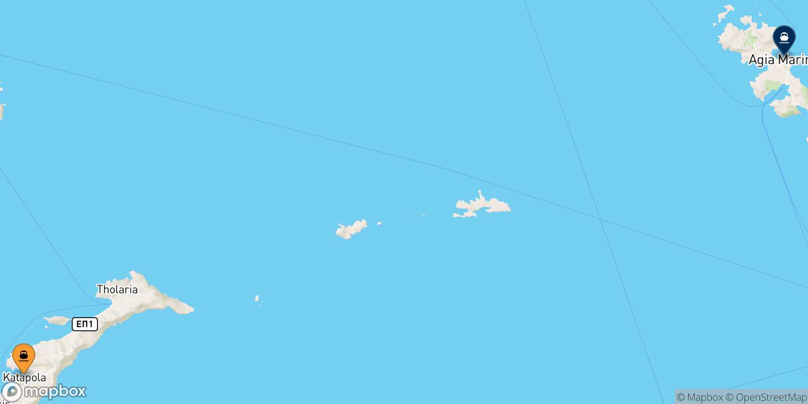 Katapola (Amorgos) Leros route map