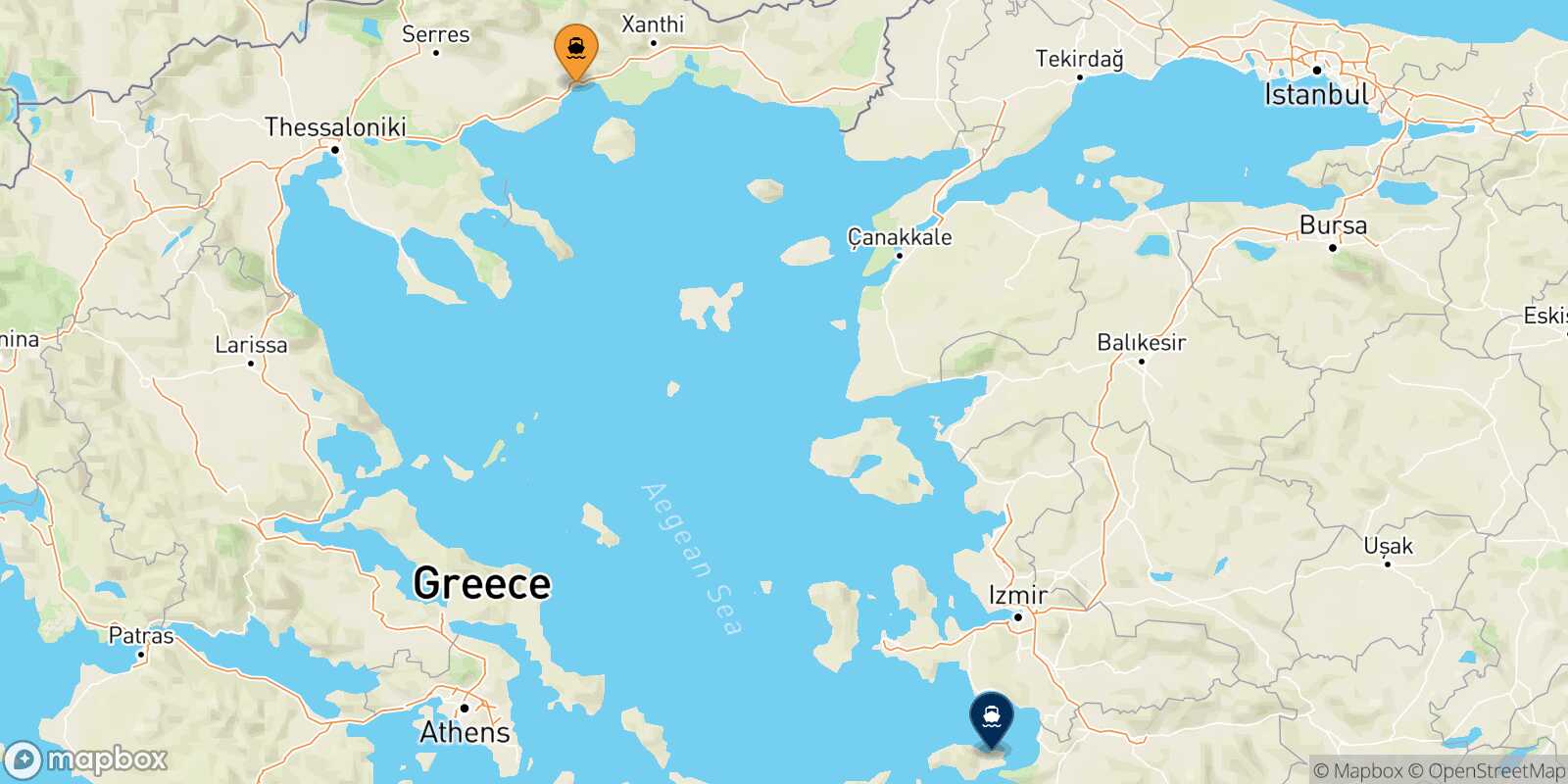 Kavala Vathi (Samos) route map
