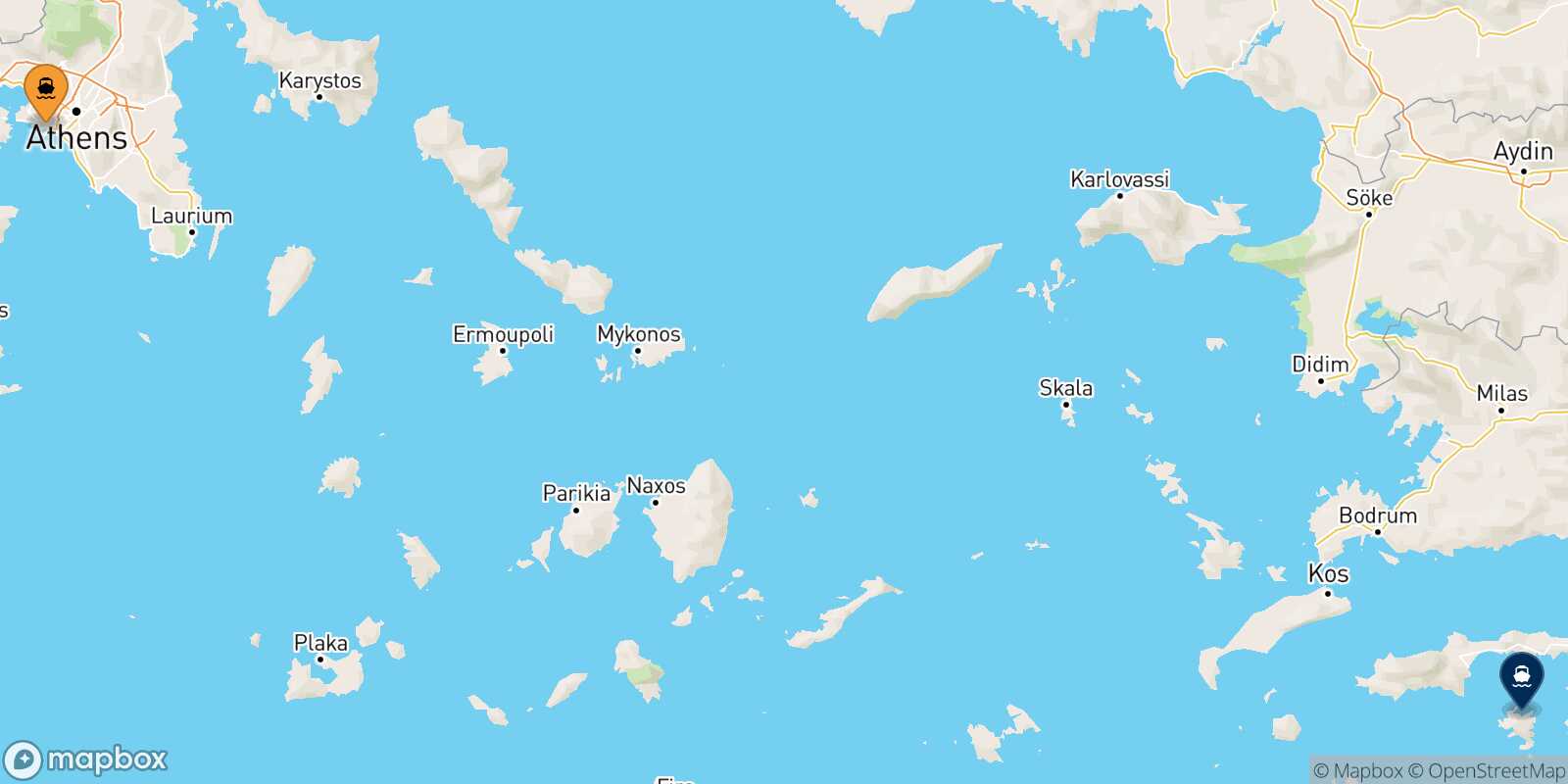 Piraeus Symi route map