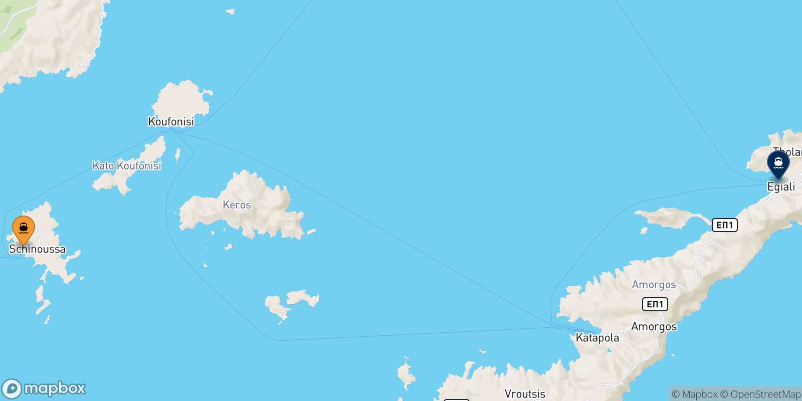 Schinoussa Aegiali (Amorgos) route map