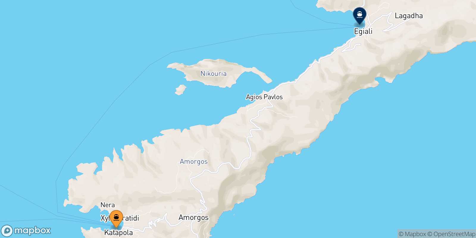 Katapola (Amorgos) Aegiali (Amorgos) route map