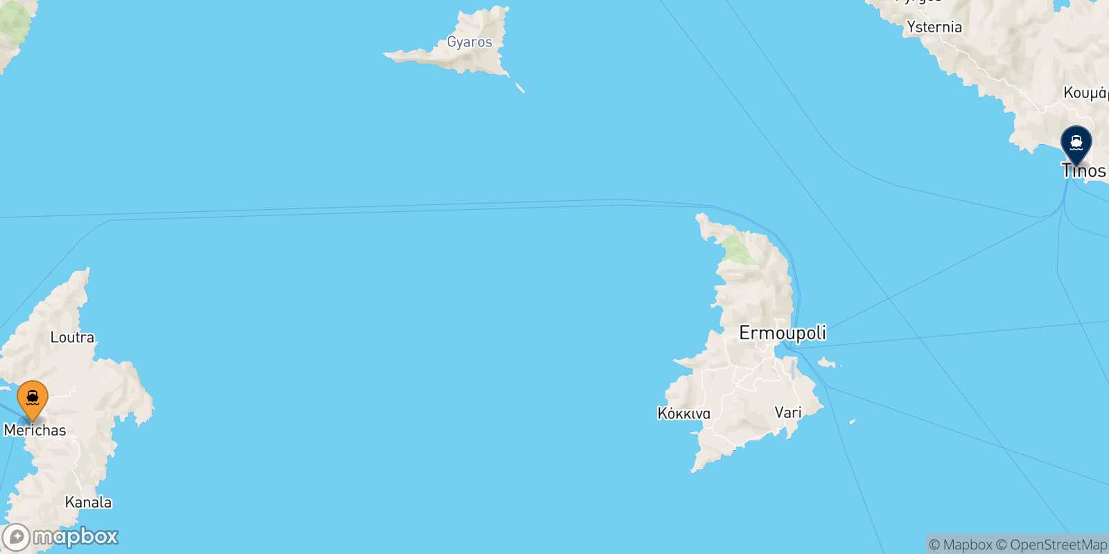 Kythnos Tinos route map