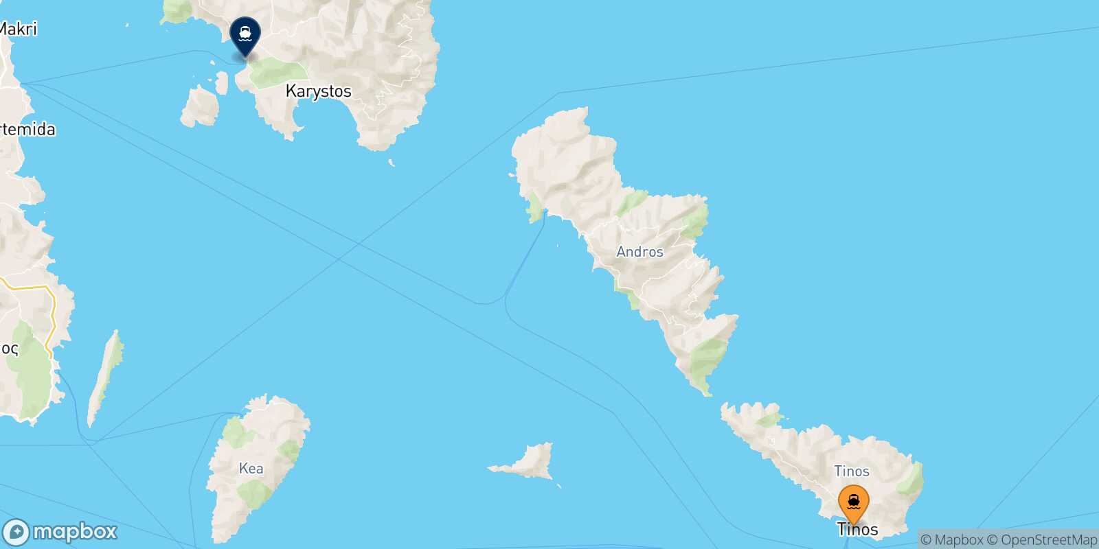 Tinos Marmari route map
