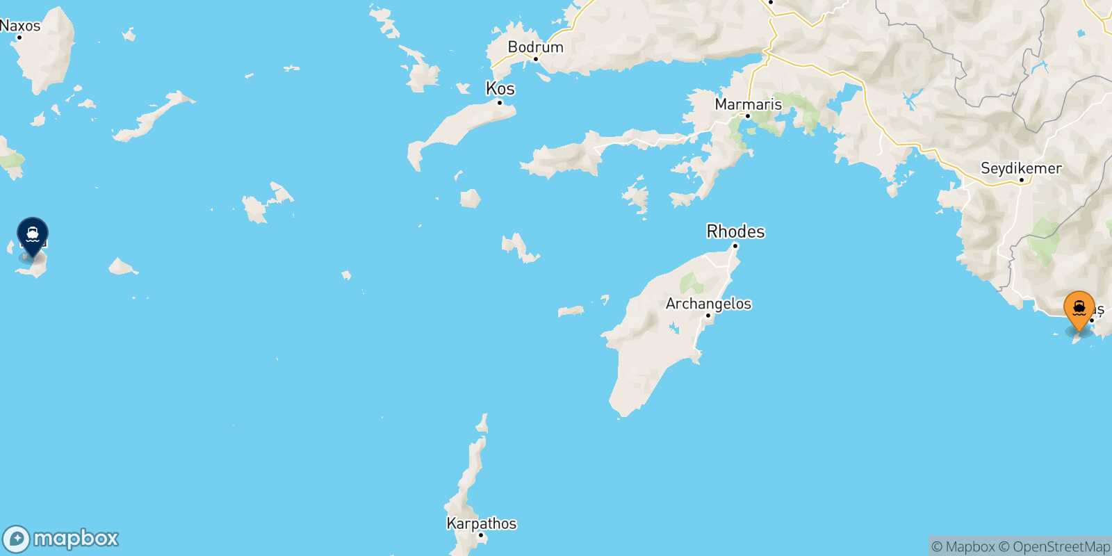 Kastelorizo Thira (Santorini) route map