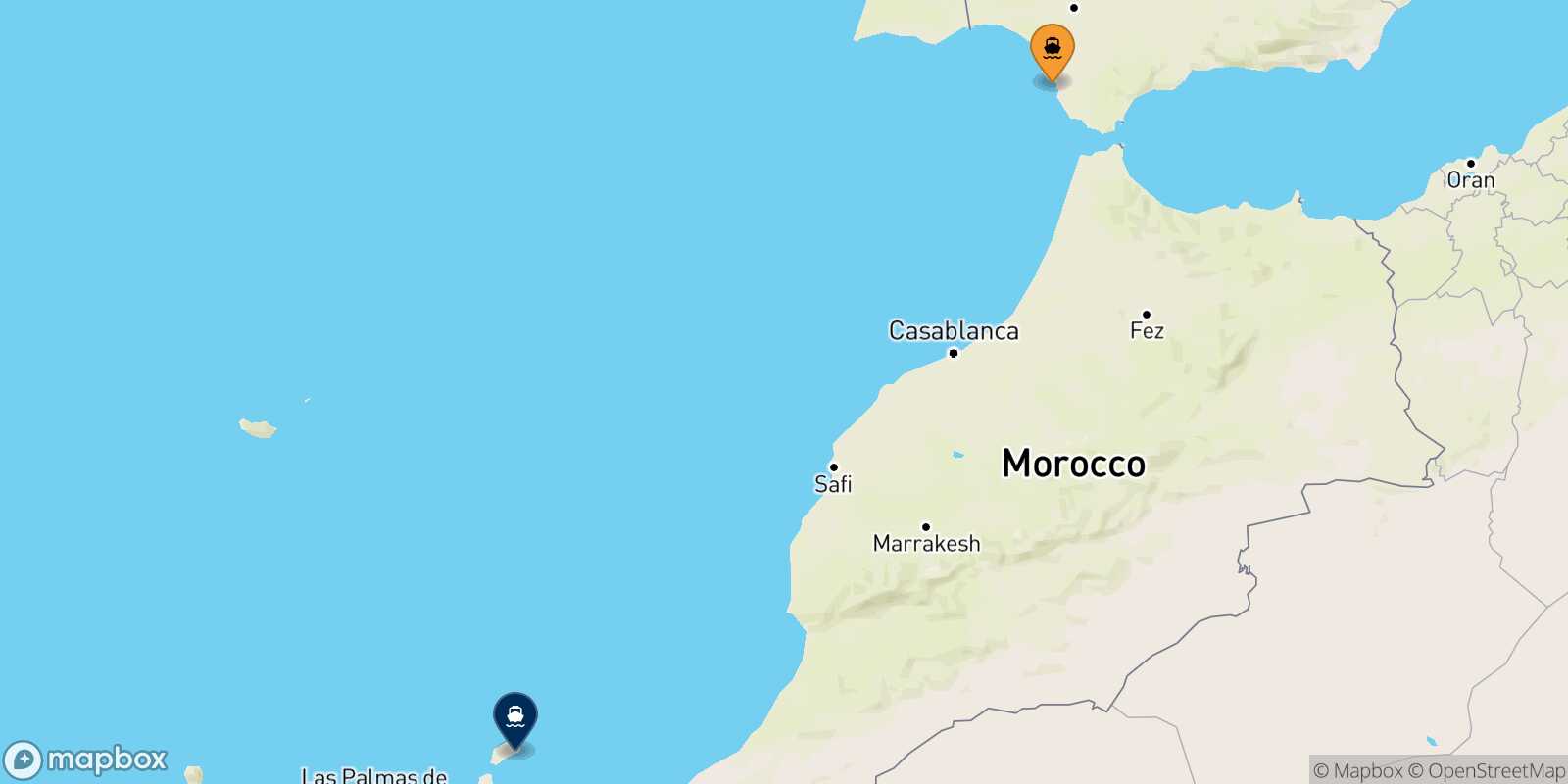 Cadiz Arrecife (Lanzarote) route map