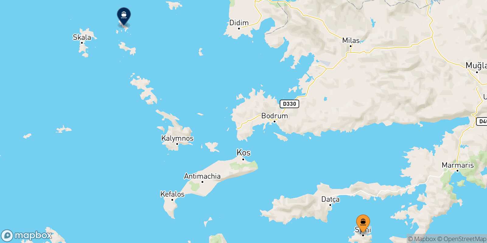 Symi Arkyi route map