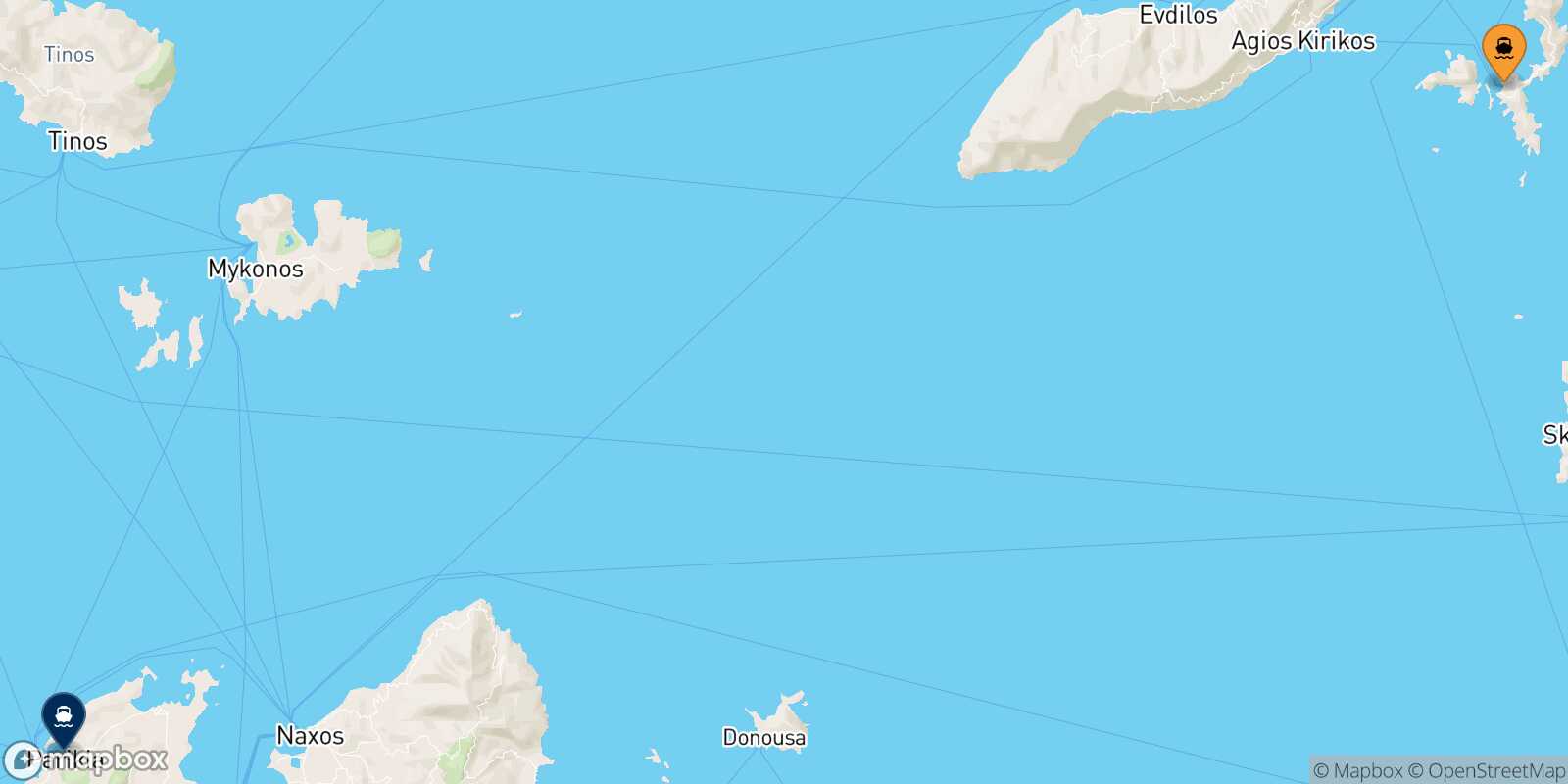 Fourni Paros route map