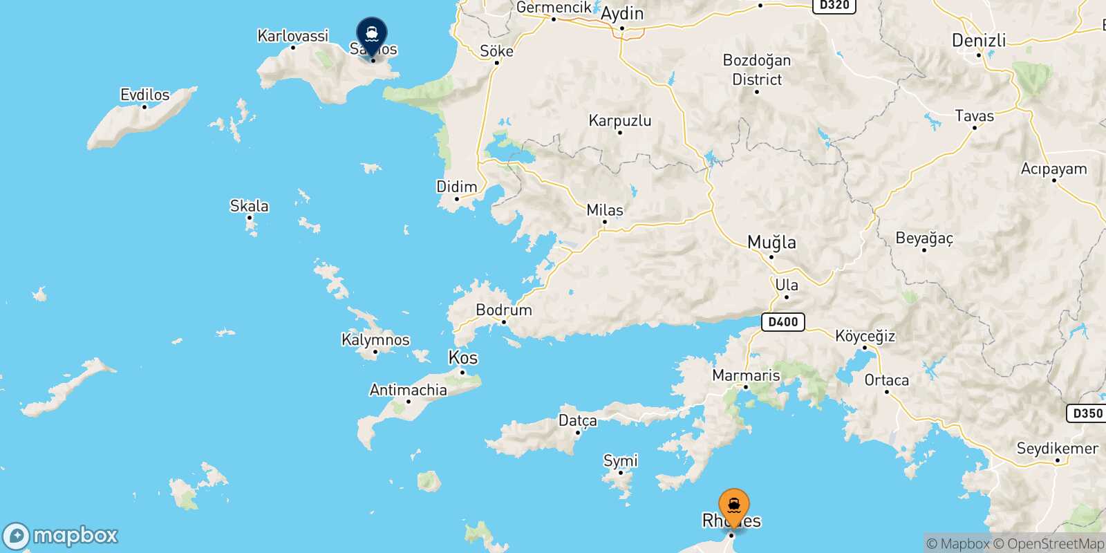 Rhodes Vathi (Samos) route map