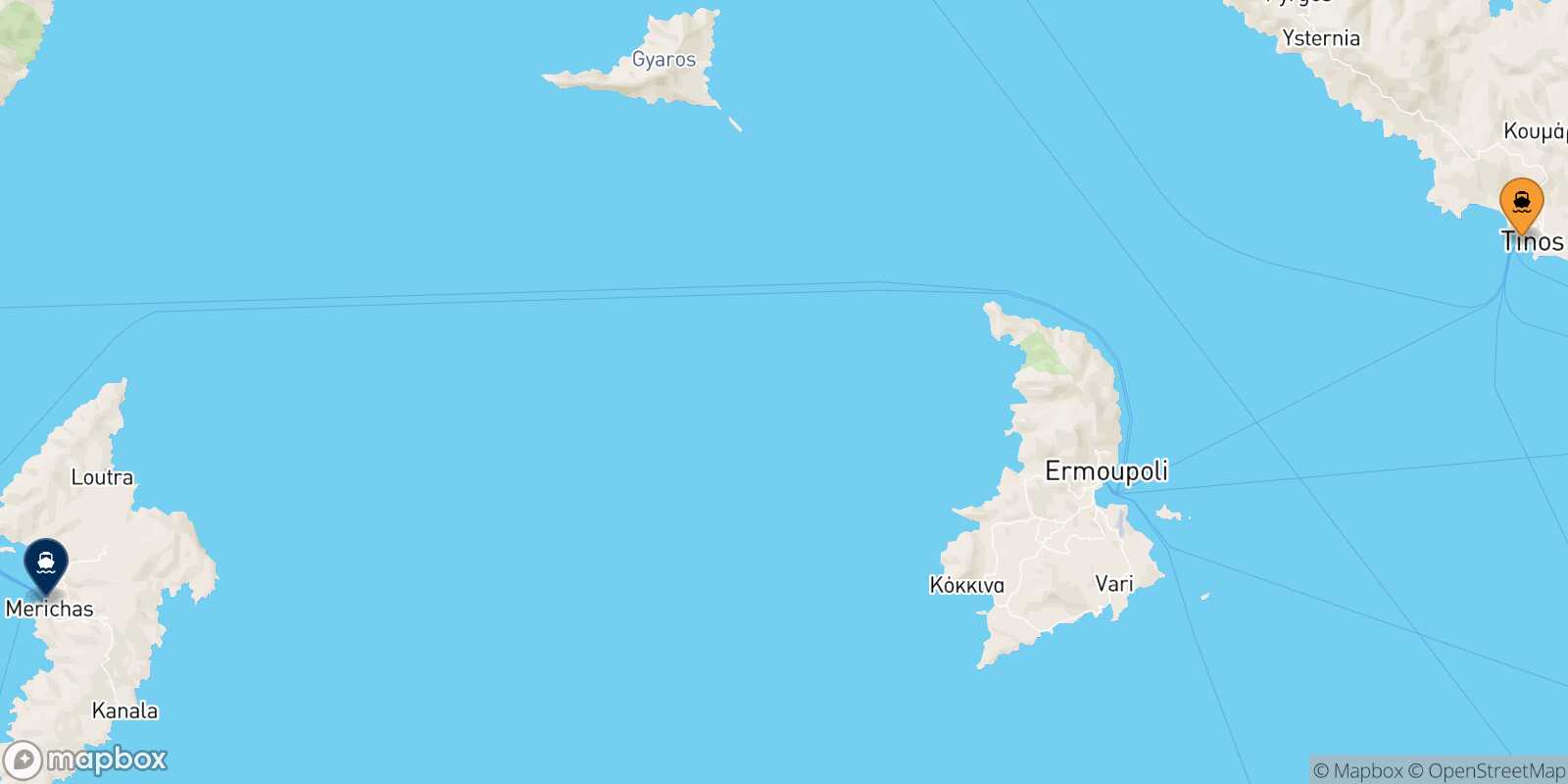 Tinos Kythnos route map