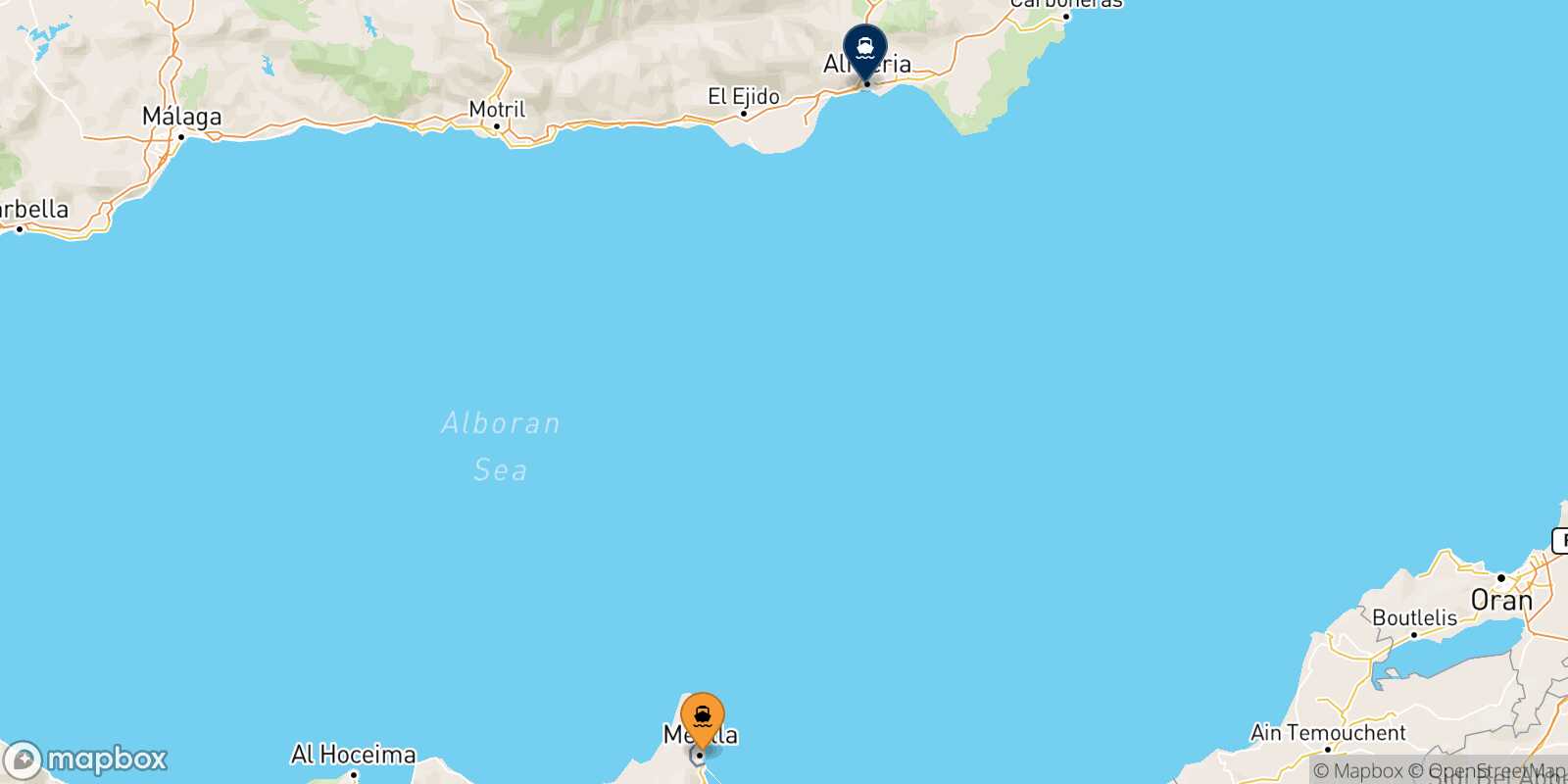 Melilla Almeria route map