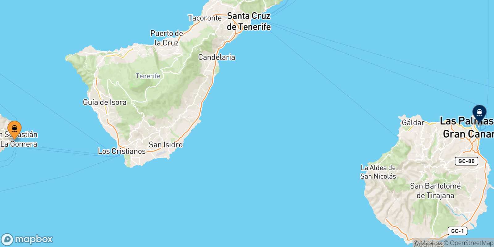 San Sebastian De La Gomera Las Palmas De Gran Canaria route map