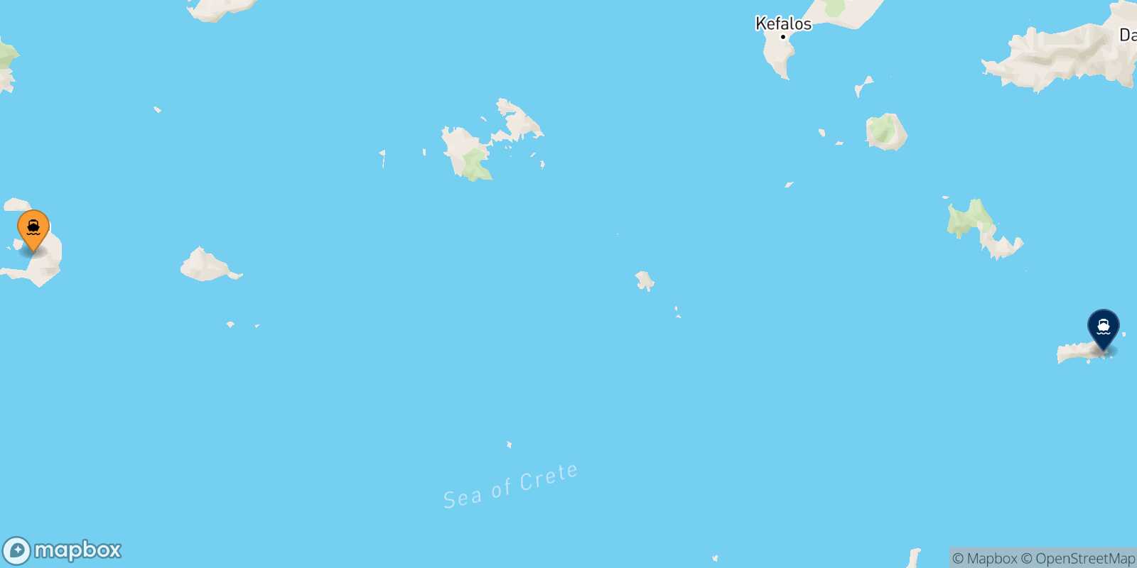 Thira (Santorini) Chalki route map