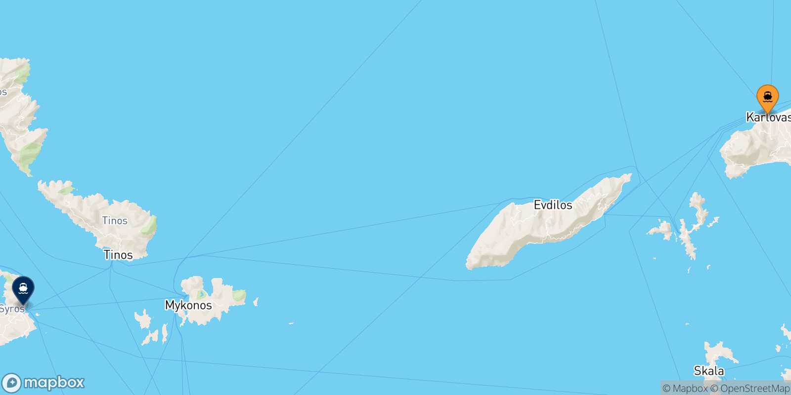Karlovassi (Samos) Syros route map
