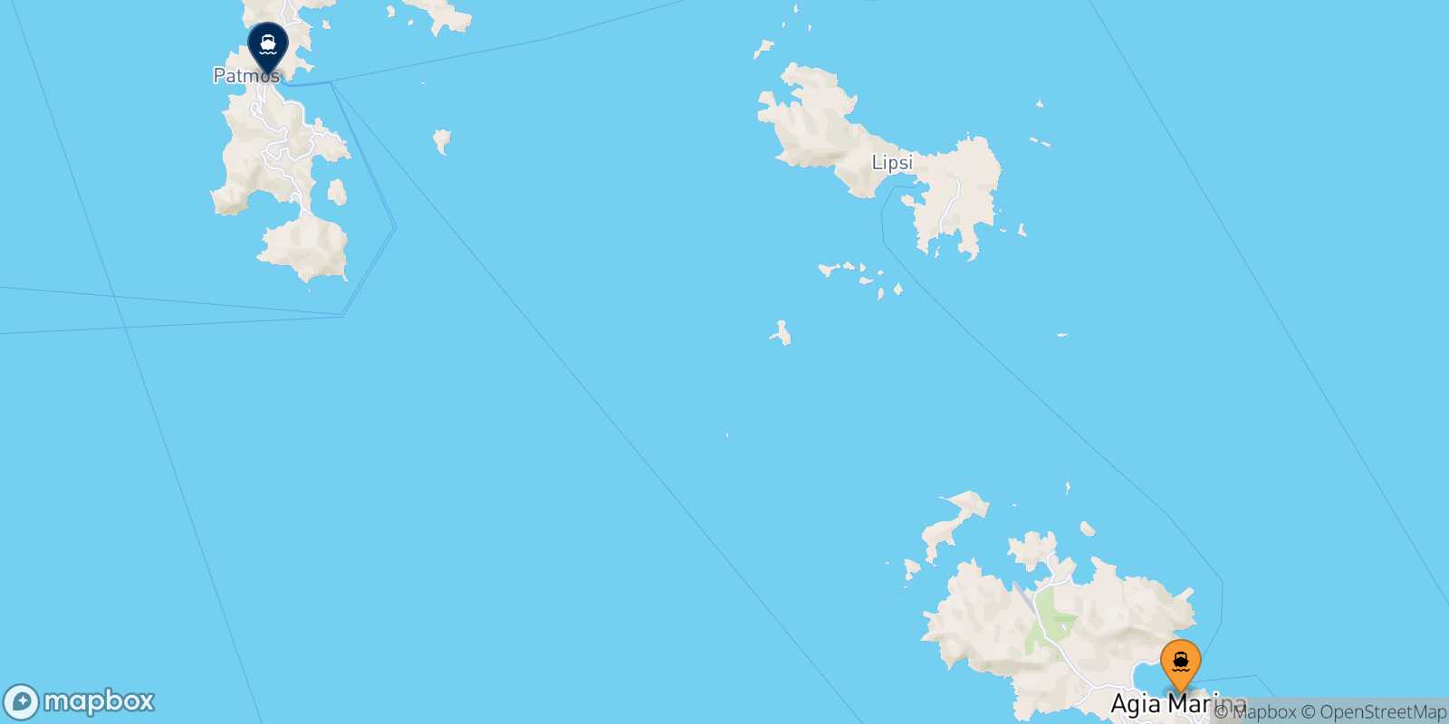 Leros Patmos route map