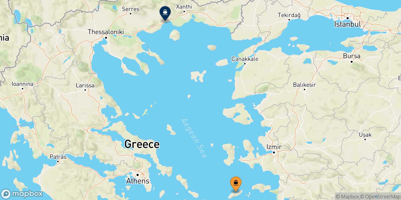Agios Kirikos (Ikaria) Kavala route map