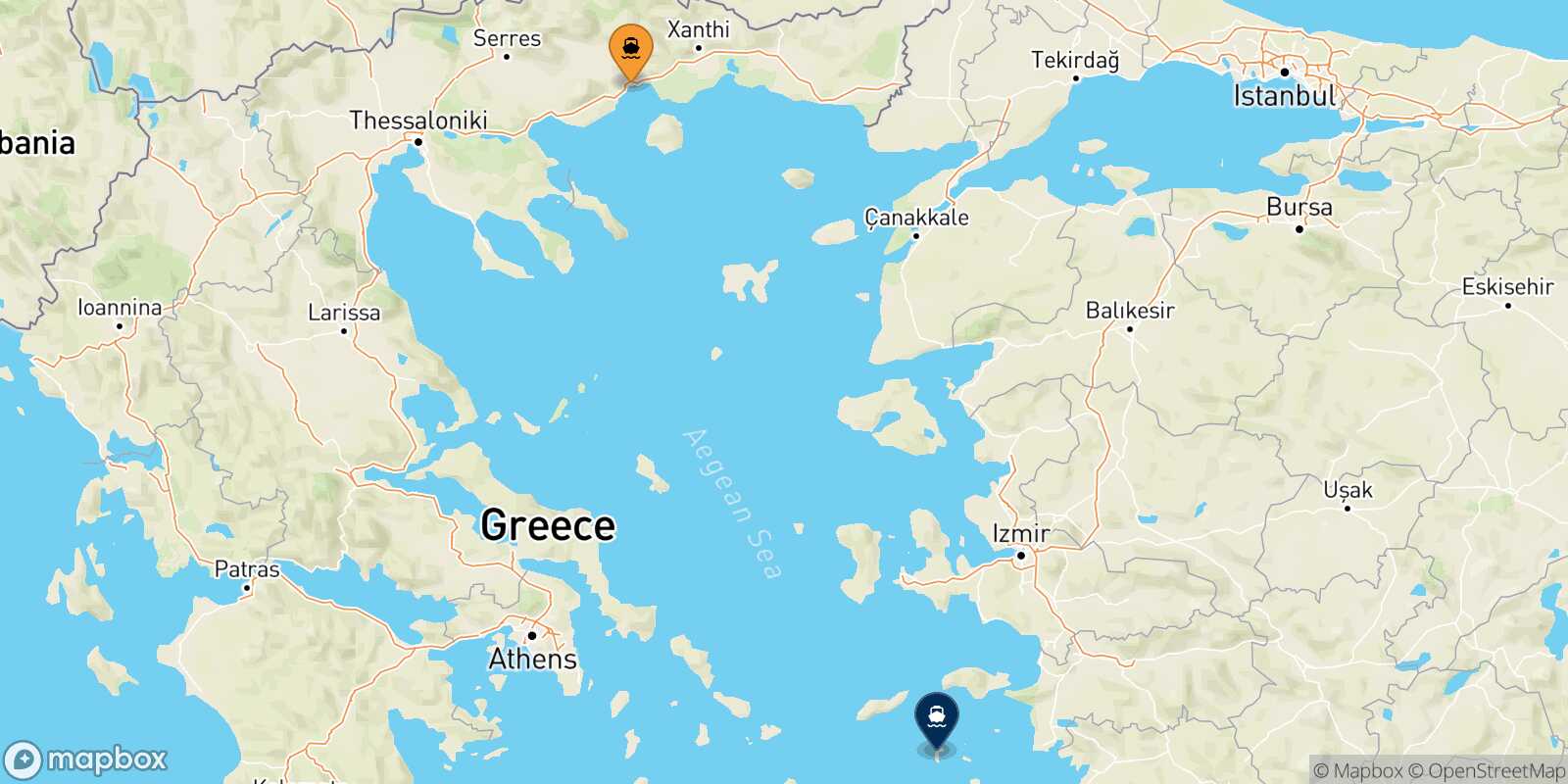 Kavala Patmos route map