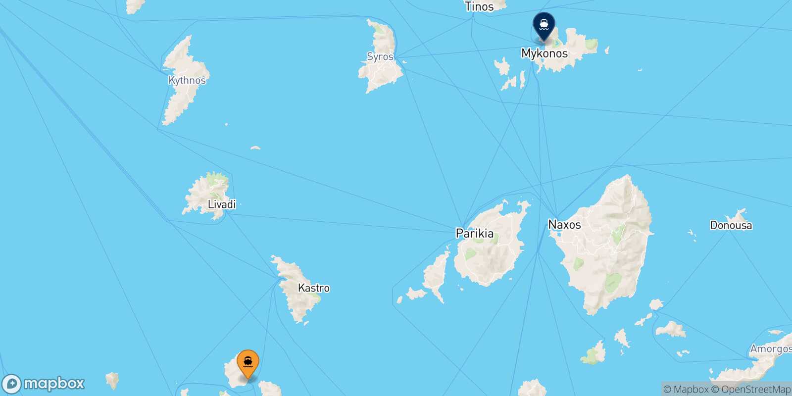 Kimolos Mykonos route map