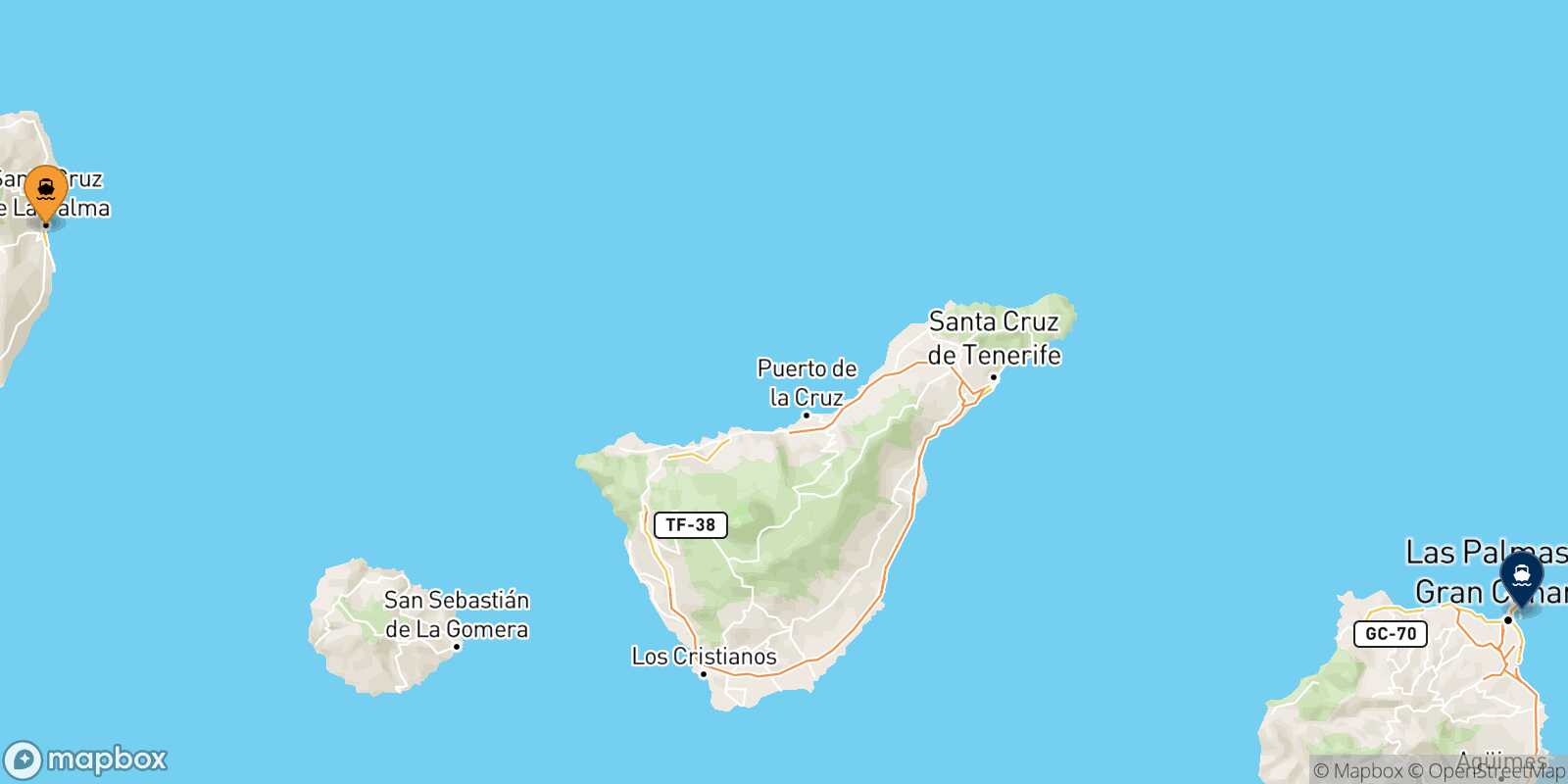 Santa Cruz De La Palma Las Palmas De Gran Canaria route map