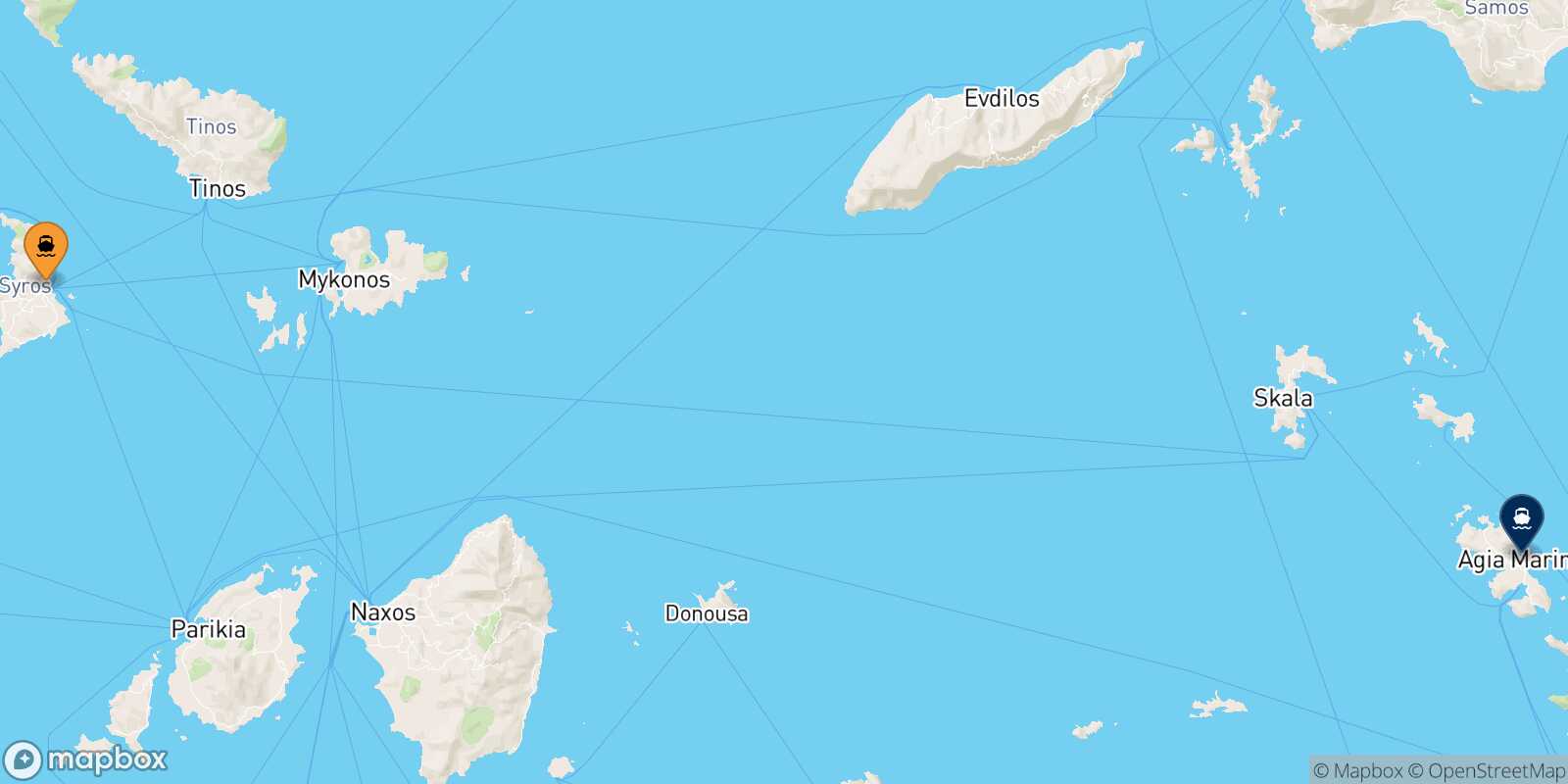 Syros Leros route map