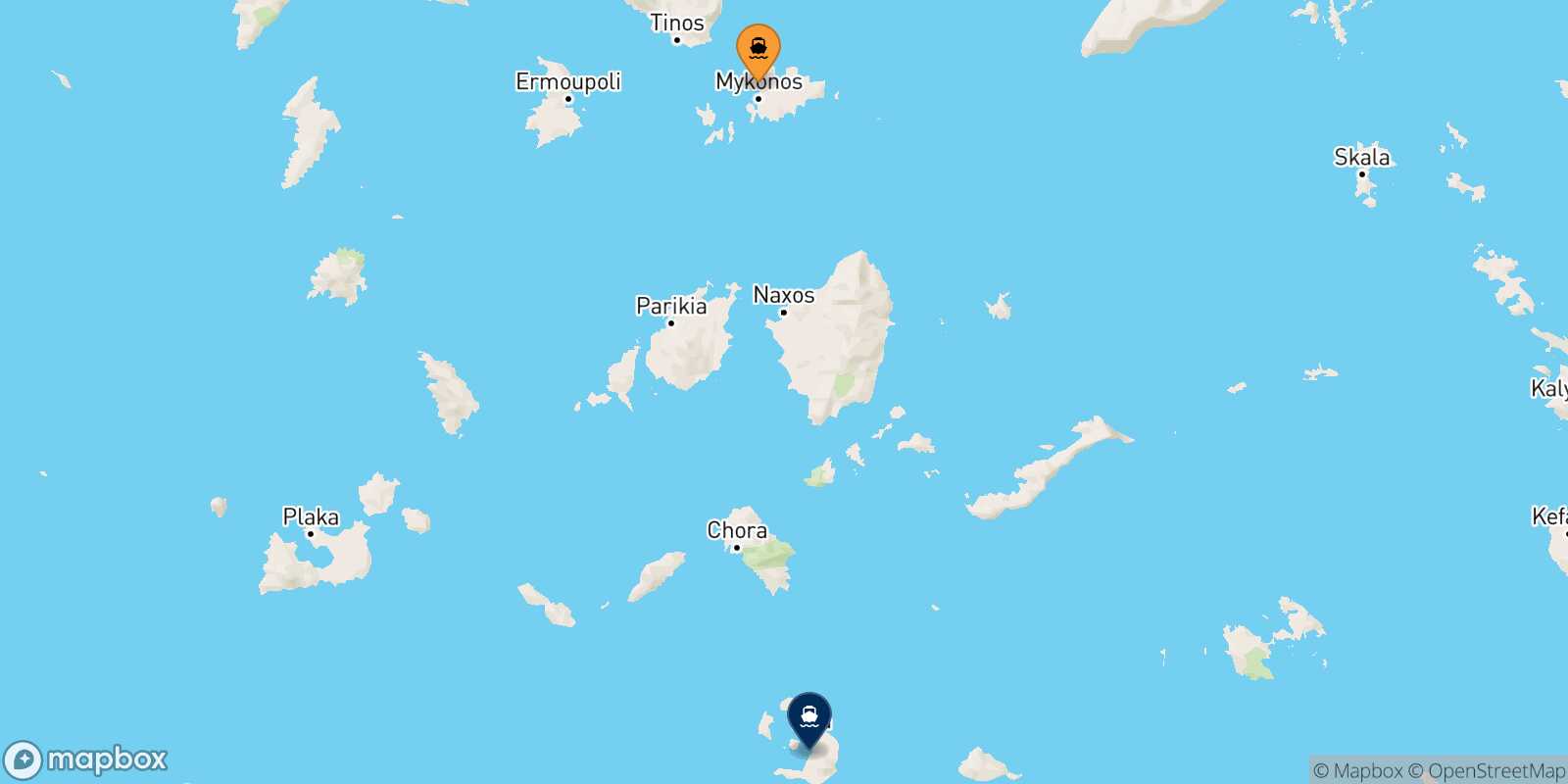 Mykonos Thira (Santorini) route map