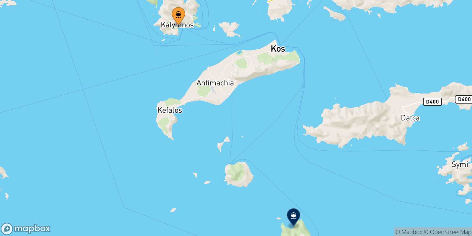 Kalymnos Tilos route map