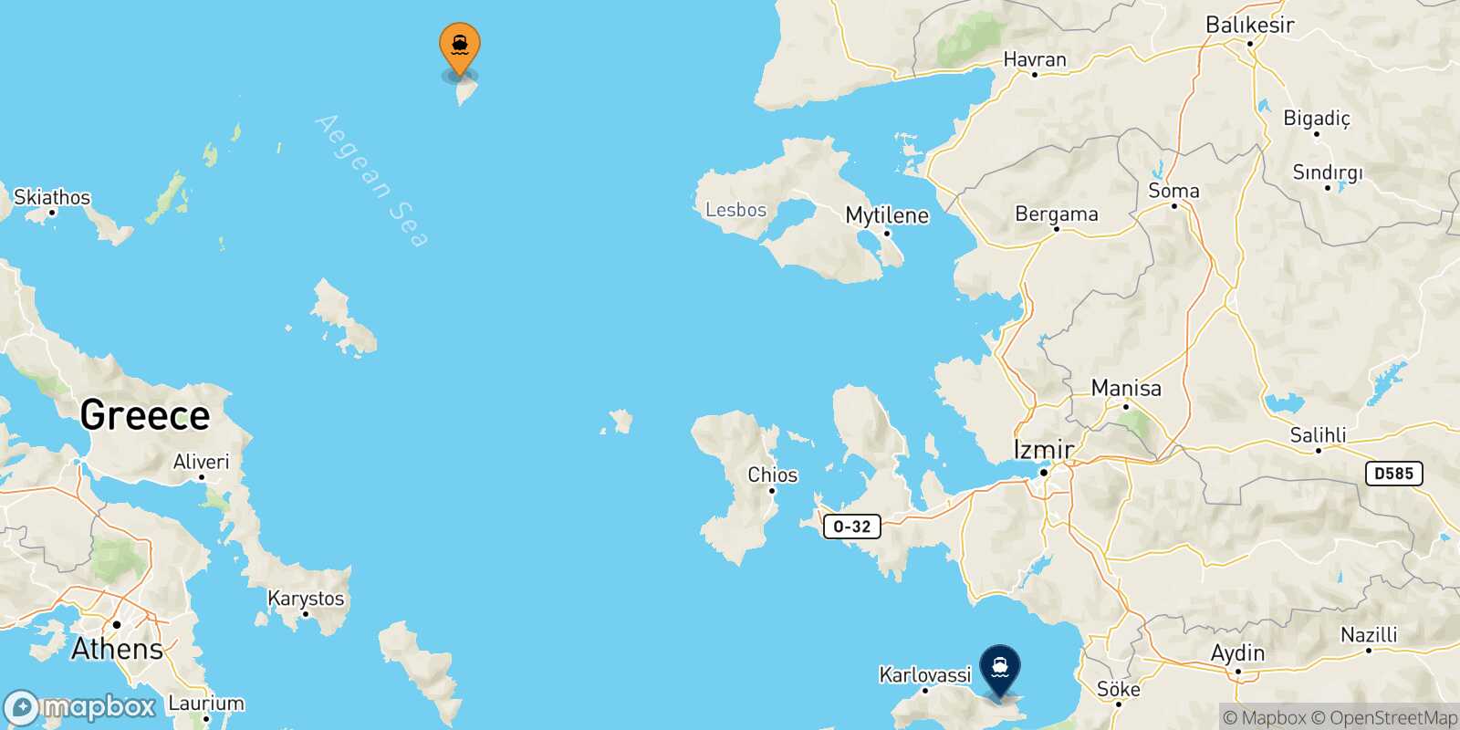 Agios Efstratios Vathi (Samos) route map