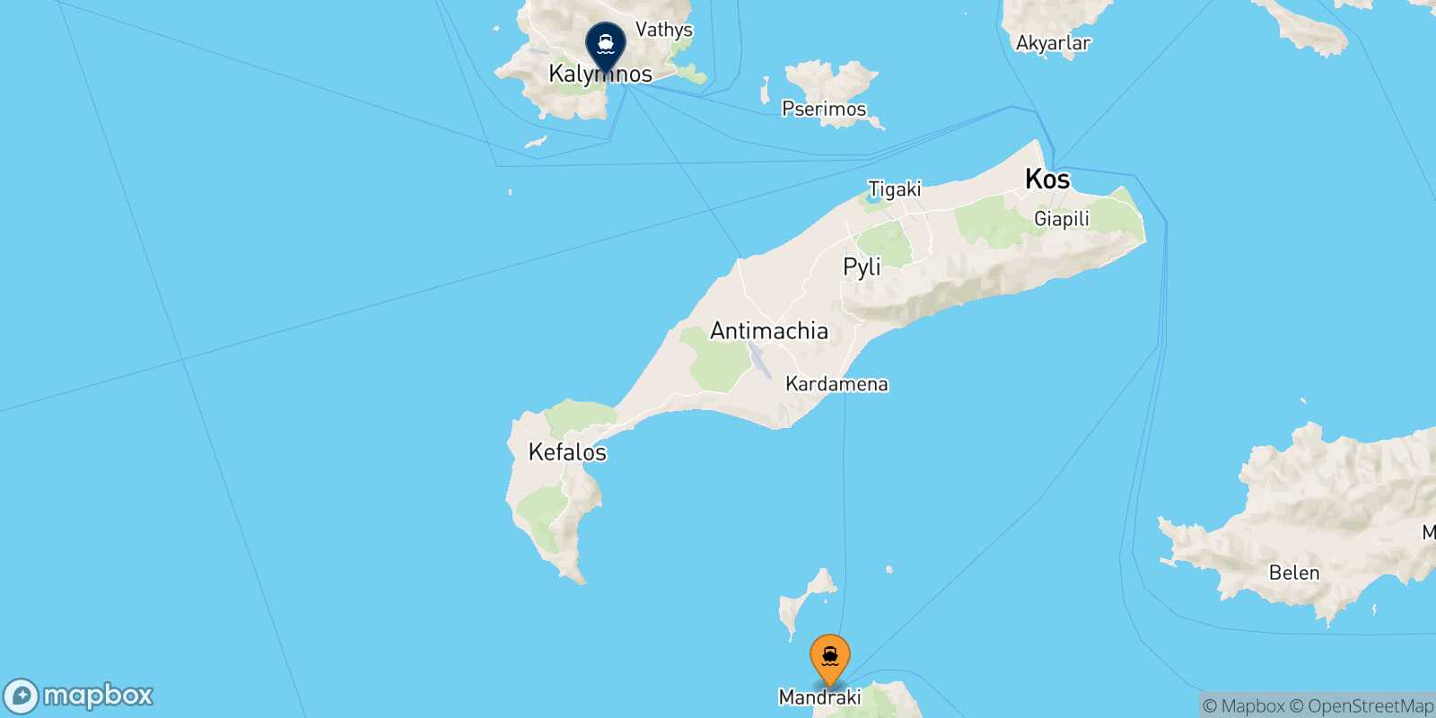 Nisyros Kalymnos route map