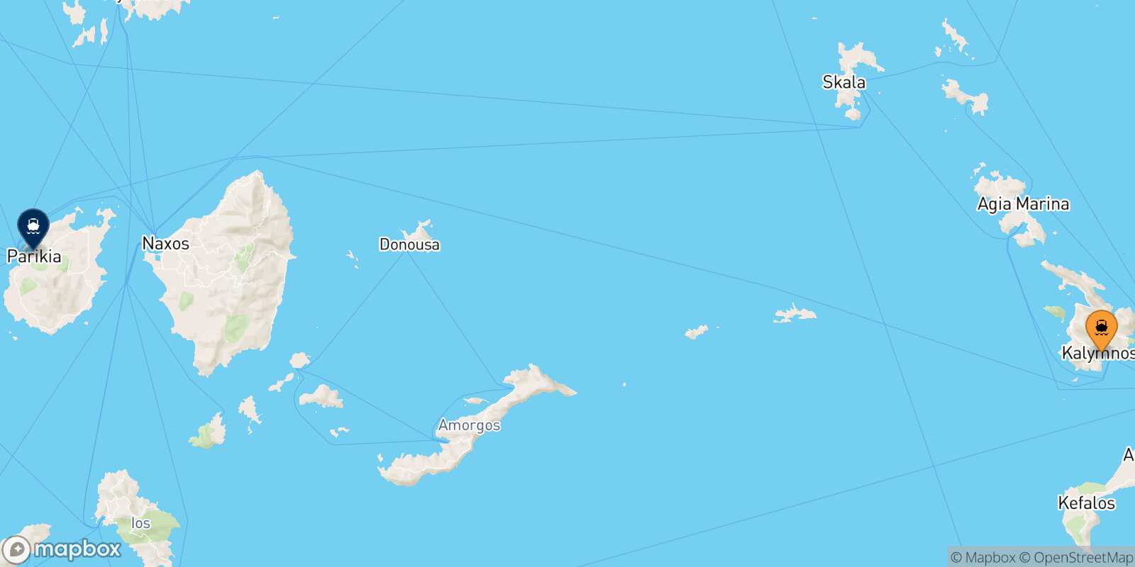 Kalymnos Paros route map