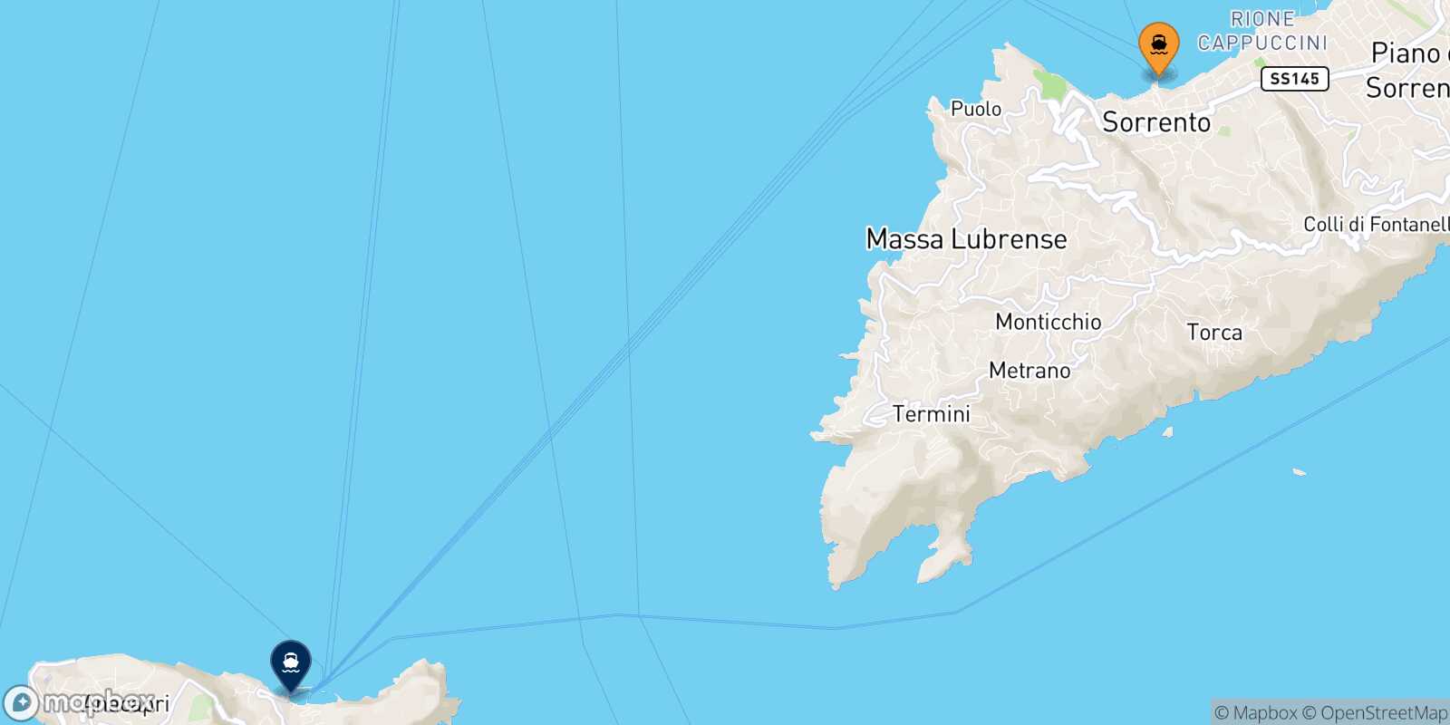 Sorrento Capri route map