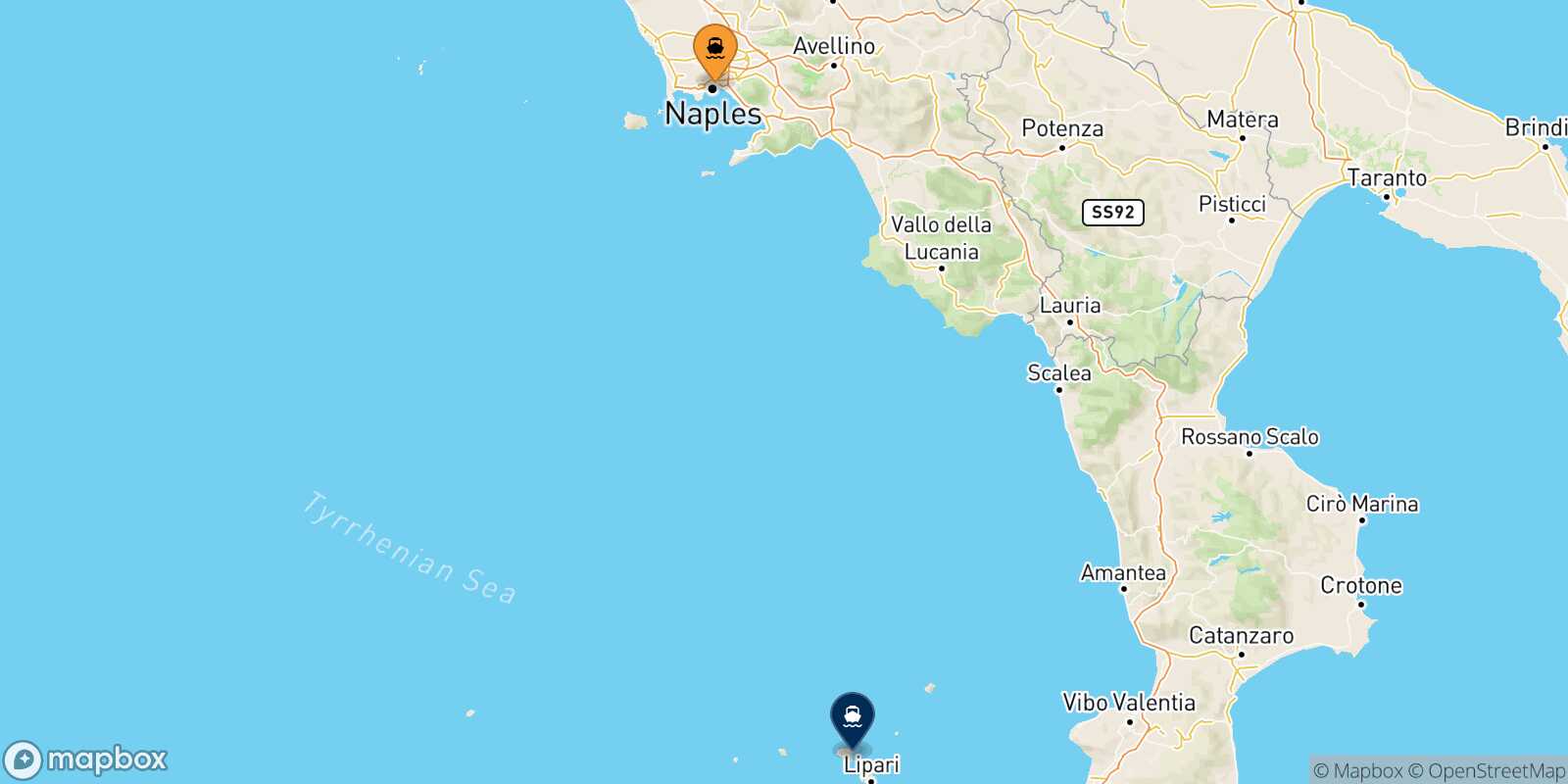 Naples Santa Marina (Salina) route map
