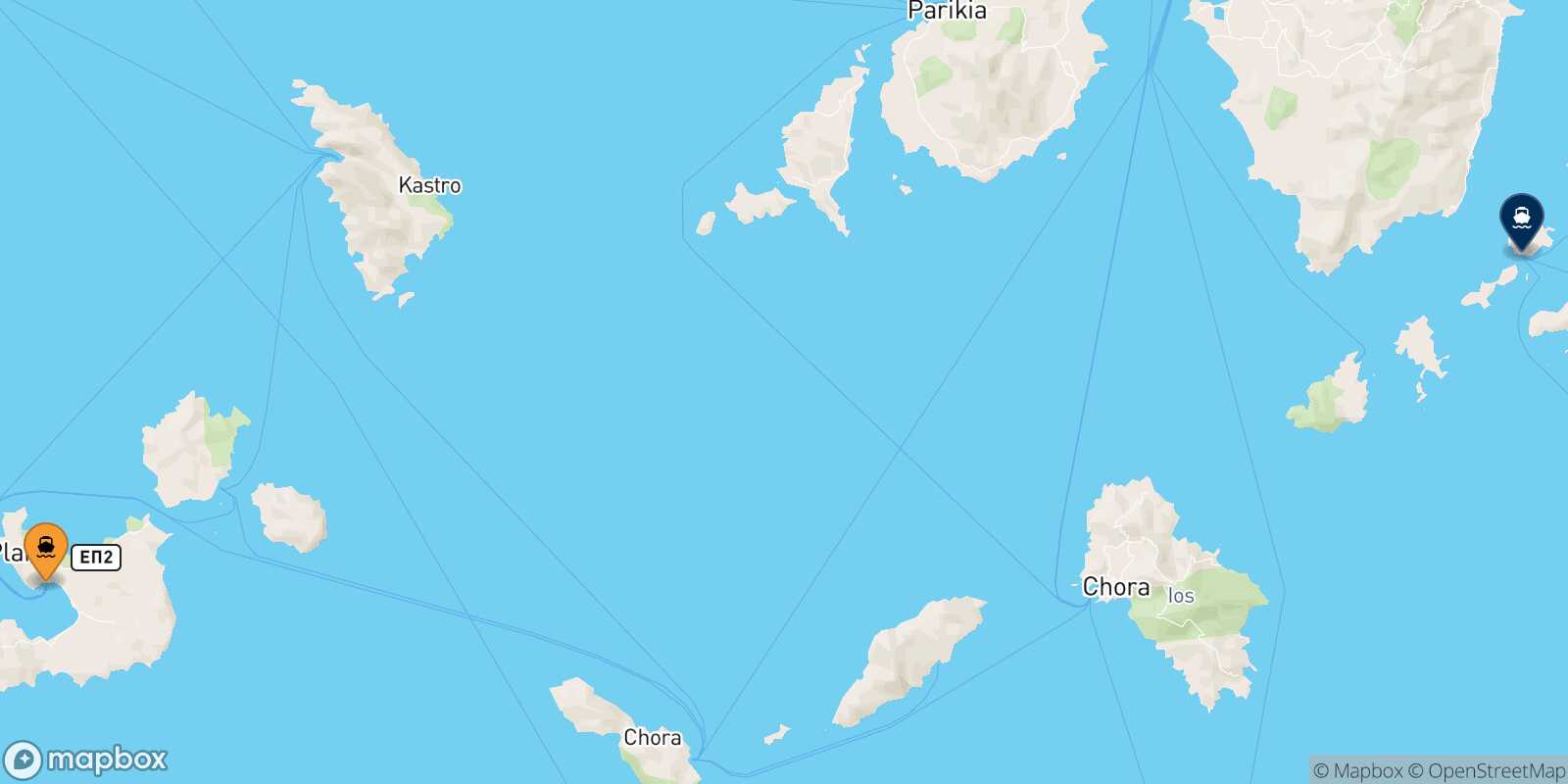 Milos Koufonissi route map