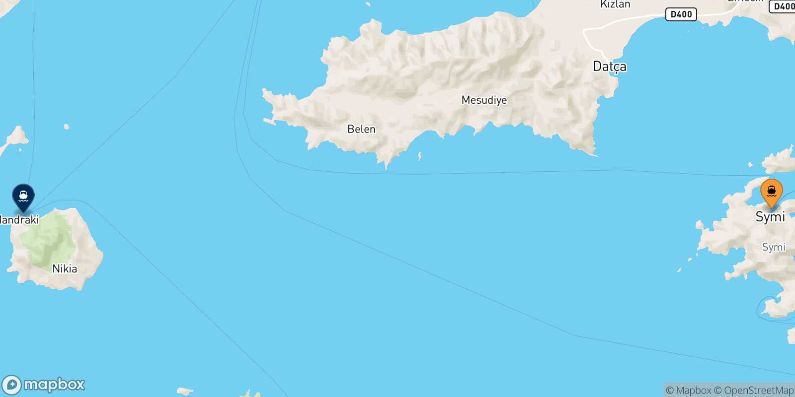 Symi Nisyros route map