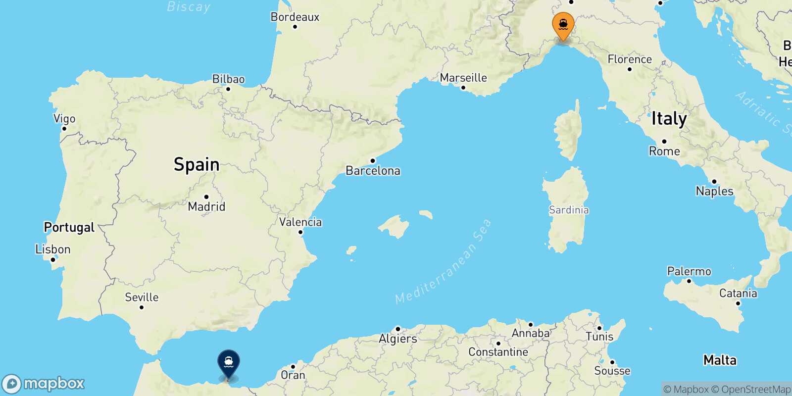 Genoa Nador route map