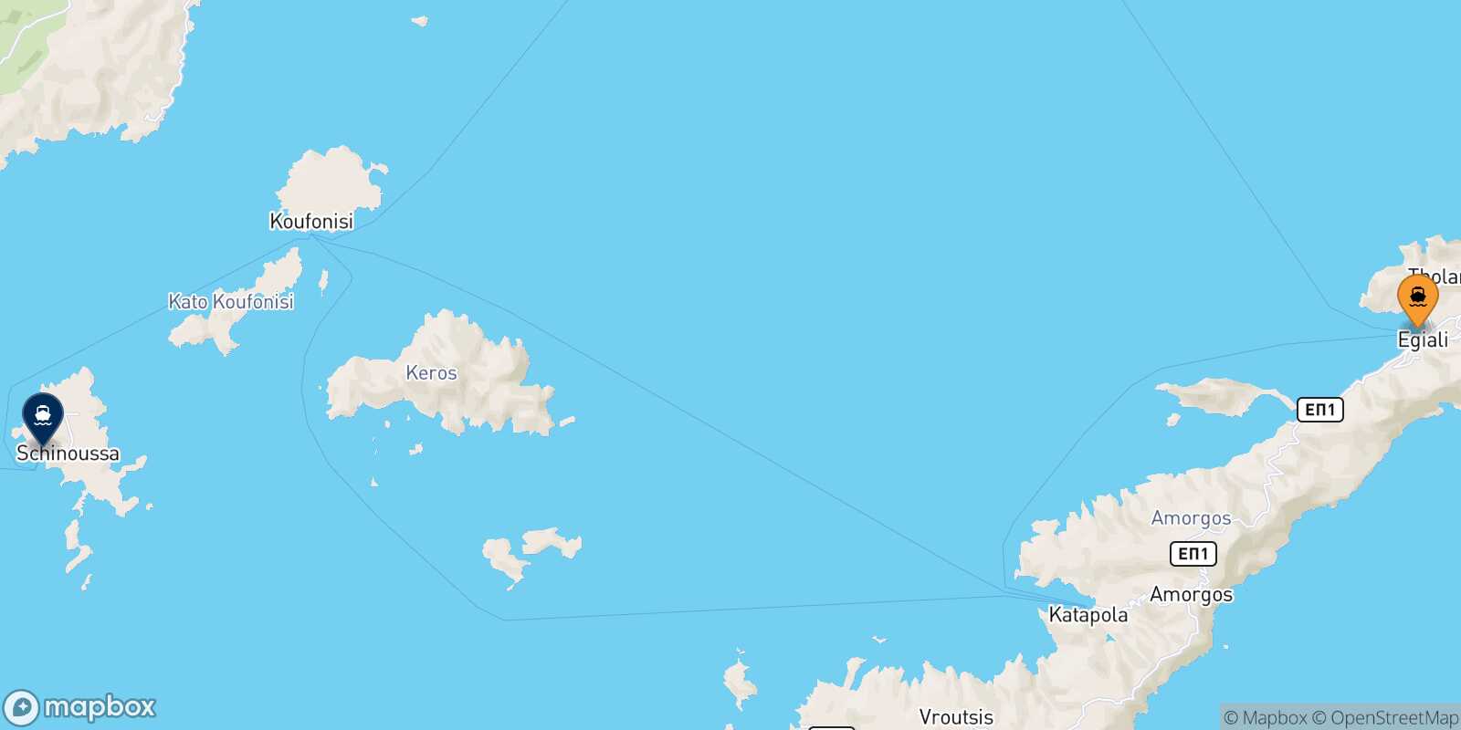 Aegiali (Amorgos) Schinoussa route map