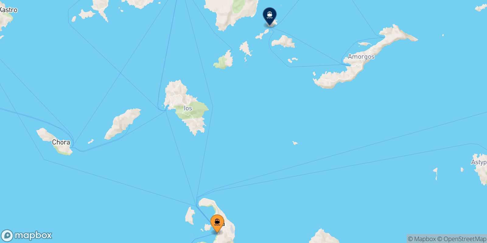 Thira (Santorini) Koufonissi route map