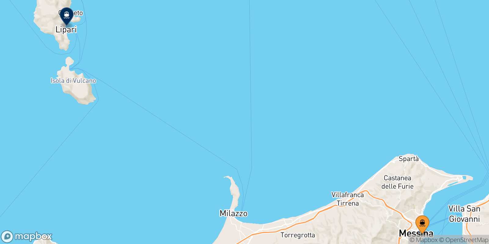 Messina Lipari route map