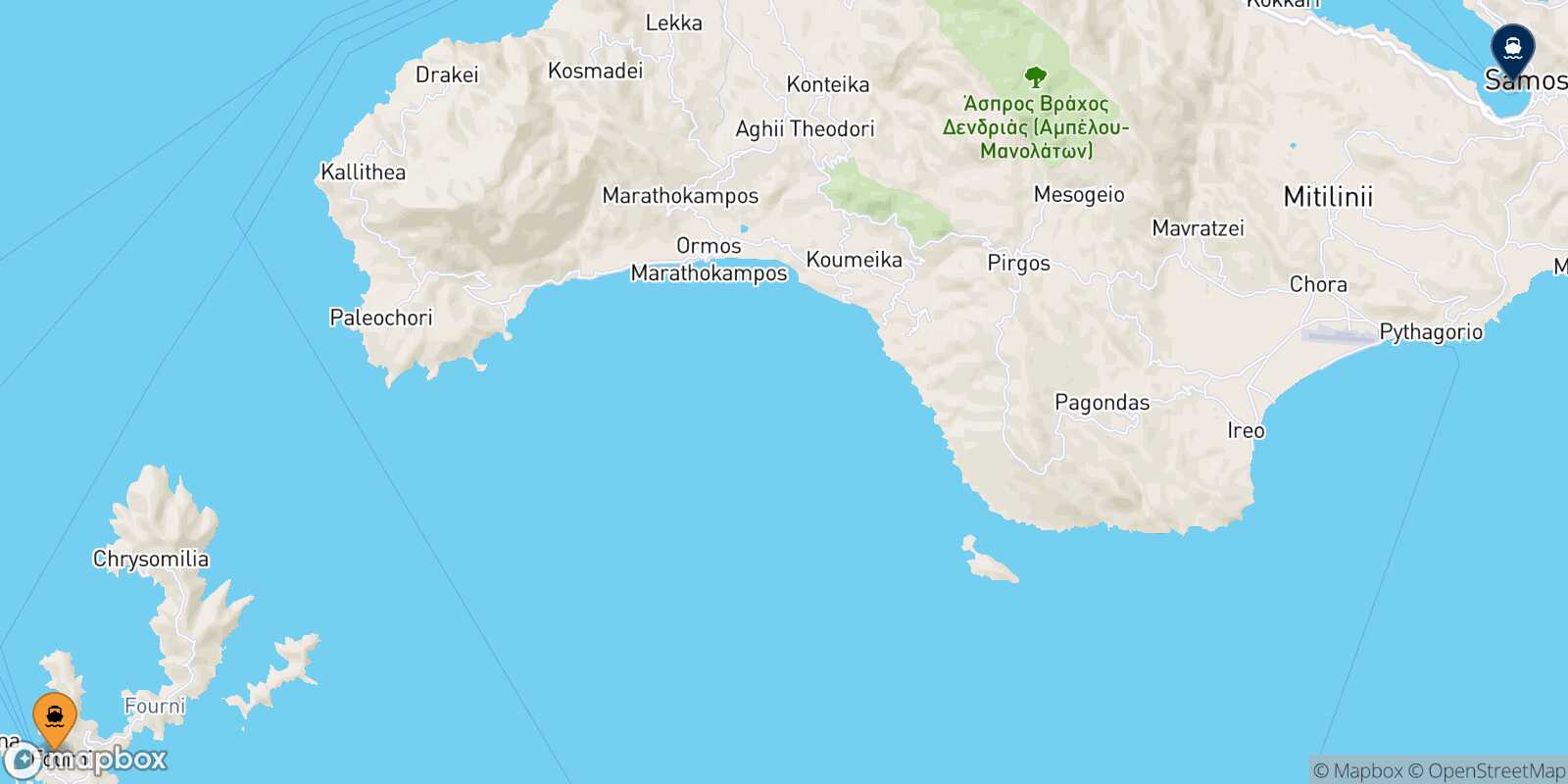 Fourni Vathi (Samos) route map