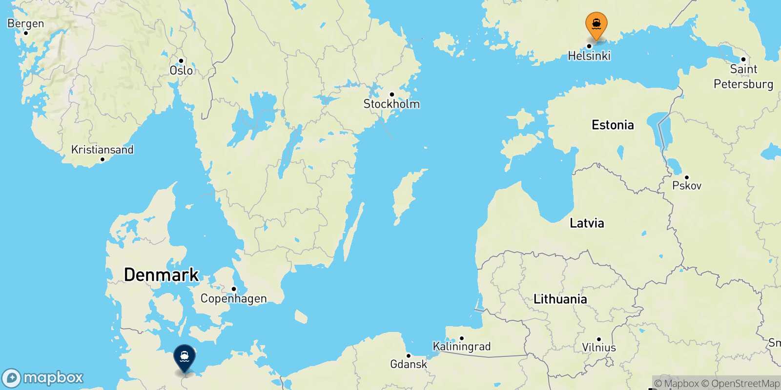 Helsinki Travemünde route map